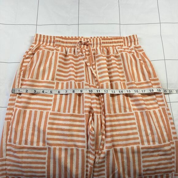 Grey Bandit Pants Womens Large Orange Striped Wide Leg Palazzo Resort Boho New - Picture 9 of 13